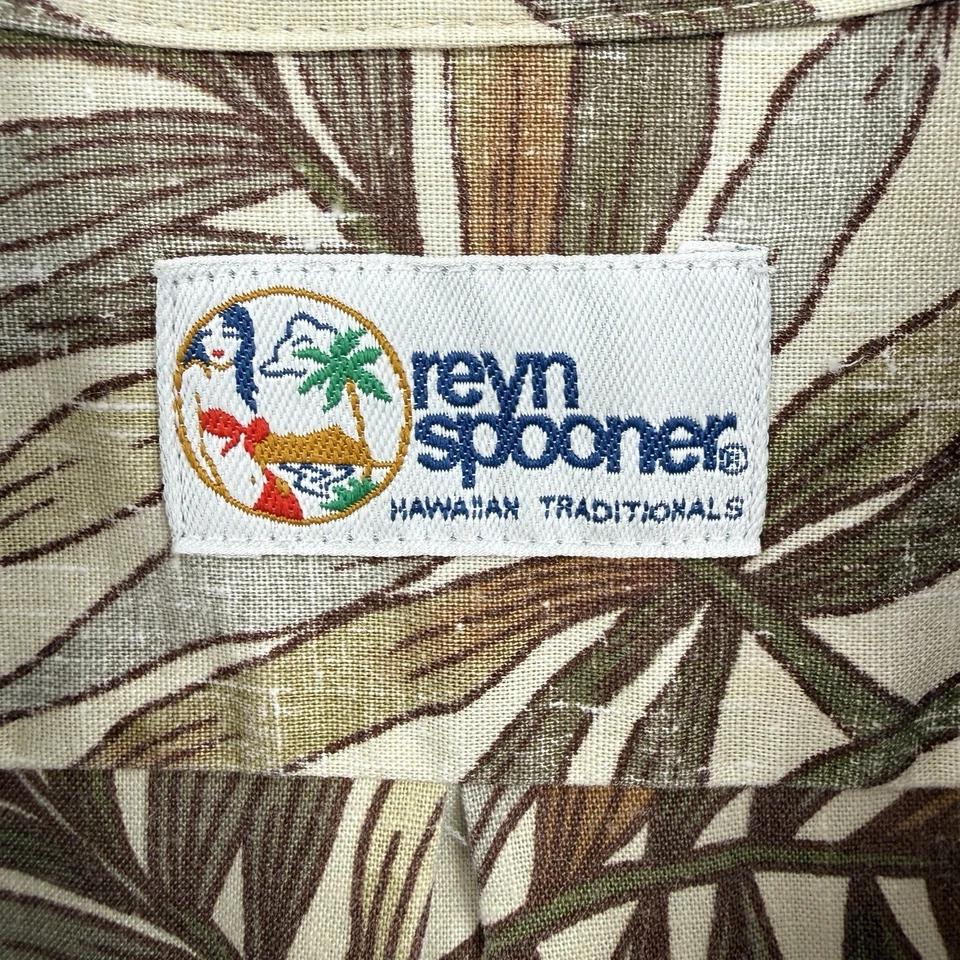 Reyn Spooner Sz 3XL Green Fern Frond Floral Hawaiian Kloth Popover Watercolor - Image 4 of 4