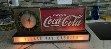 1940's Coca Cola light up clock Please pay Cashier working!