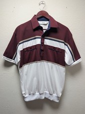 Vintage Classics by Palmland Banded Bottom Polo Shirt Burgundy White Men's Med