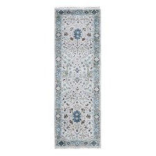 2'5"x7'9" Gray Denser Weave Oushak Pure Wool Hand Knotted Runner Rug R10088