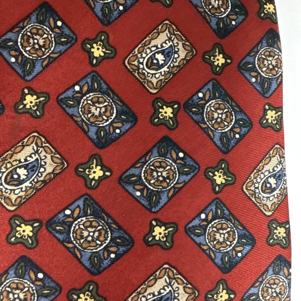 Corbata vintage Chaps Ralph Lauren 100 % seda roja borgoña Foto 4 de 4