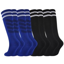 Kids Soccer  Baseball Socks - 4 Pairs Boys  Girls Striped Knee-High Socks 7...