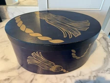 Vintage Alexandra De Markoff blue/gold Collectors Ensemble wood storage box