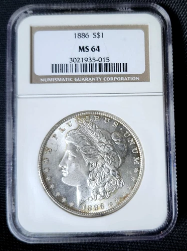 1886 P Morgan Silver Dollar 1$ NGC MS64- Light Golden Tone - Nice Unc!