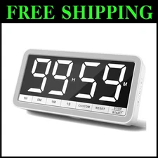 Digital Kitchen Timer: 7.8" Bright Display, Magnetic, 4 Alarms - Perfect for All