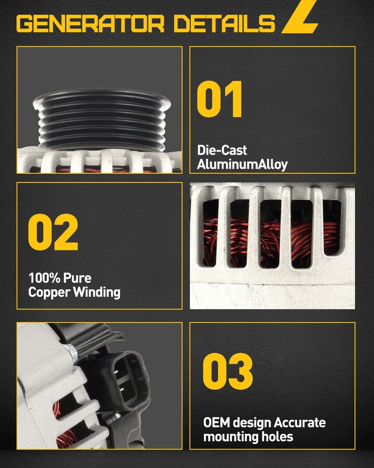 Alternador compatible con Geo Tracker 1989-1997 Geo Metro 1998-2001 Chevy Metro Foto 4 de 4