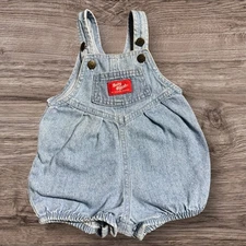 Osh Kosh B’Gosh Vintage Vestbak Denim Bubble Short Overalls Shortall Sz 6/9 M