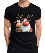 Christmas Reindeer Funny Red Nose Gift Retro Vintage Mens T-Shirt