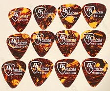 D Andrea Guitar Picks-351-Tort Celluloid w/White-70s Logo-MEDIUM Gauge-Lot of 12
