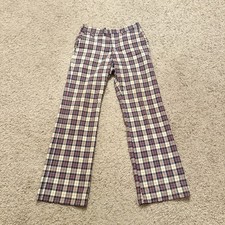 Vintage 70s Brooks Brother Plaid Cotton Trousers 31" Waist
