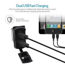 Caricabatteria Presa Doppio USB 12V 24V Voltmetro LED Auto Moto Barca Universale - Miniatura 4