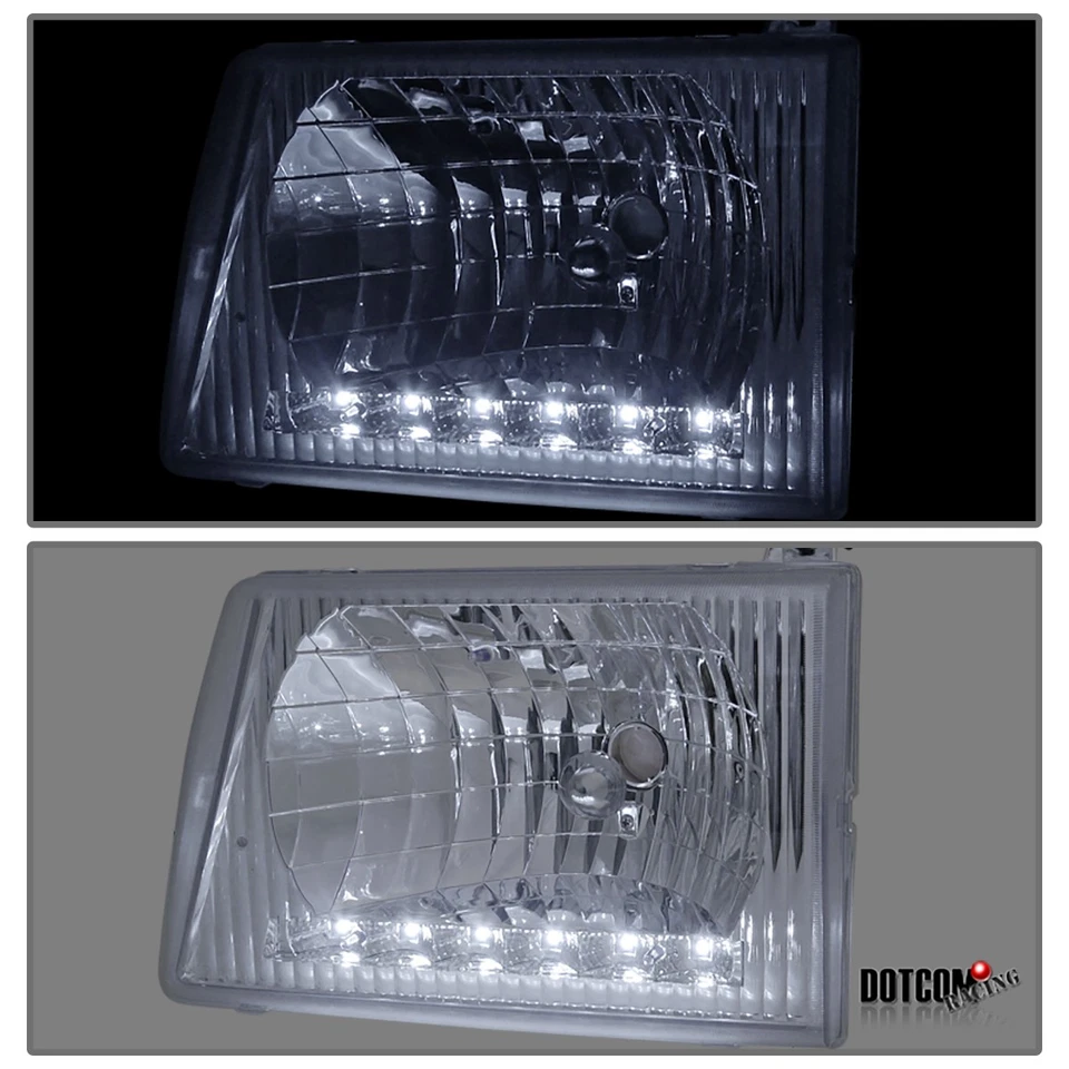 Fit 1992-2006 Ford E150 E250 Econoline LED Strip Headlights+Signal Corner Lamps - Image 4 of 4