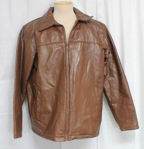 Leather Patchwork Liner Jacket Brown 