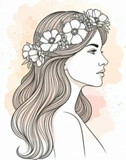 Digital Minimalist Line Art Woman Portrait - Modern Abstract Wall Art Print