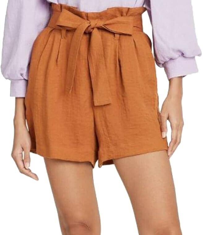A New Day Women's High-Rise Utility Paperbag Shorts Size M Brown