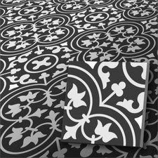 Zementfliese Kajal schwarz weiß - Vintage Retro Jugendstilfliesen für Küche Bad