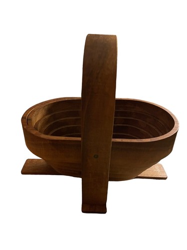 Wooden Collapsible Basket Handcrafted 1986 - Foto 3 di 7