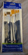 Plaid Learn To Paint Brush Set.Multiple Sizes Gold Taklon&Natural Bristles