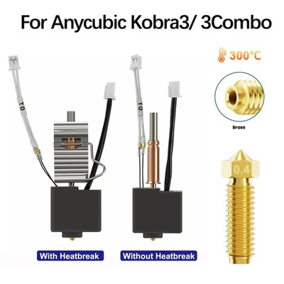 For Anycubic Kobra 3 3D Printer Parts Hotend Kit Extruder 0.4mm Brass Nozzle lot