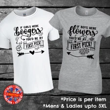 Boogers Flowers Funny Matching T-shirt Set Mens Ladies Gift Couples