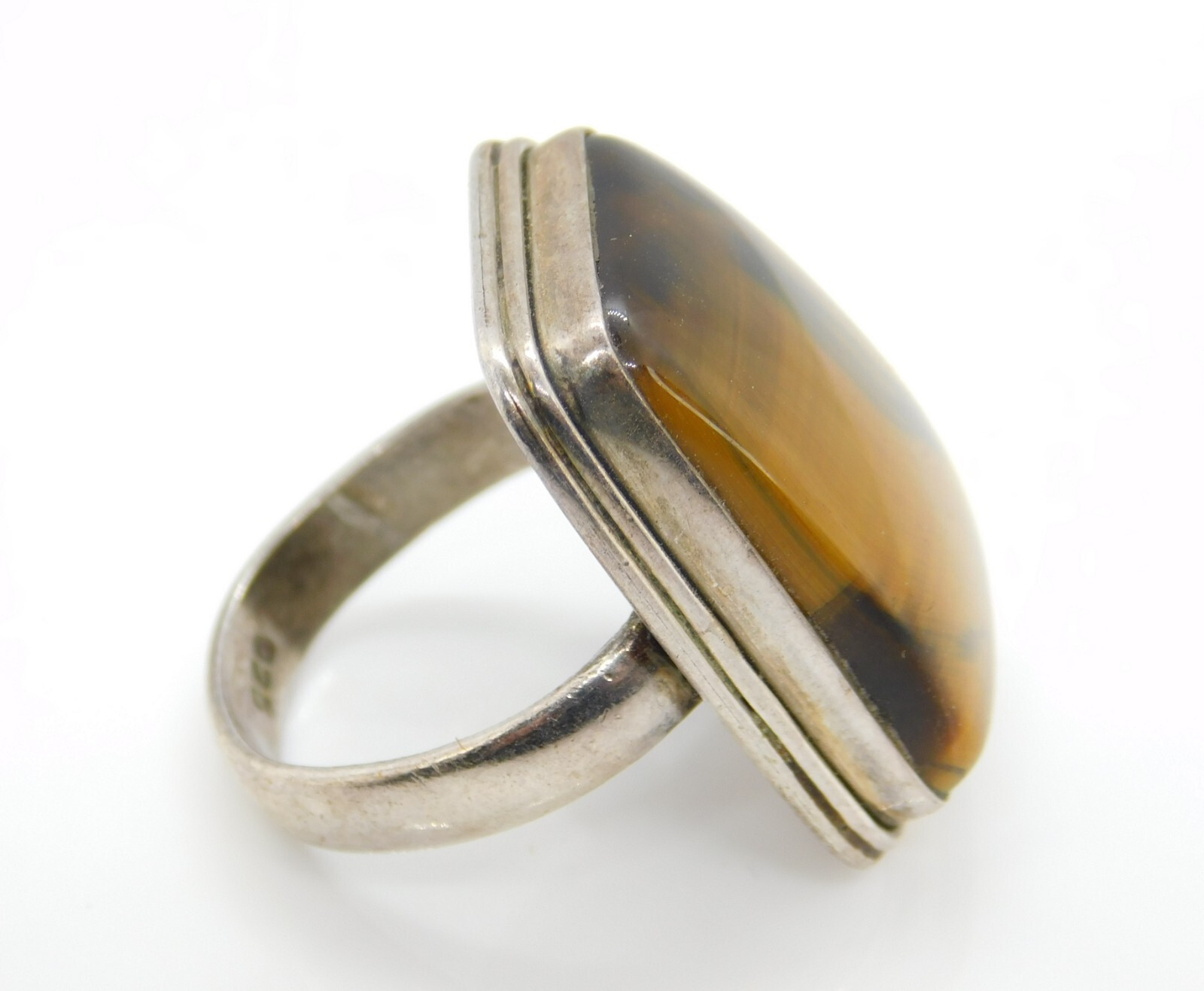 925 Sterling Silver Long Rectangular Tiger's Eye … - image 4