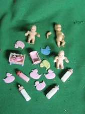 Miniature Babies & Accessories 17 pieces for Dollhouse, Diorama or Other Crafts