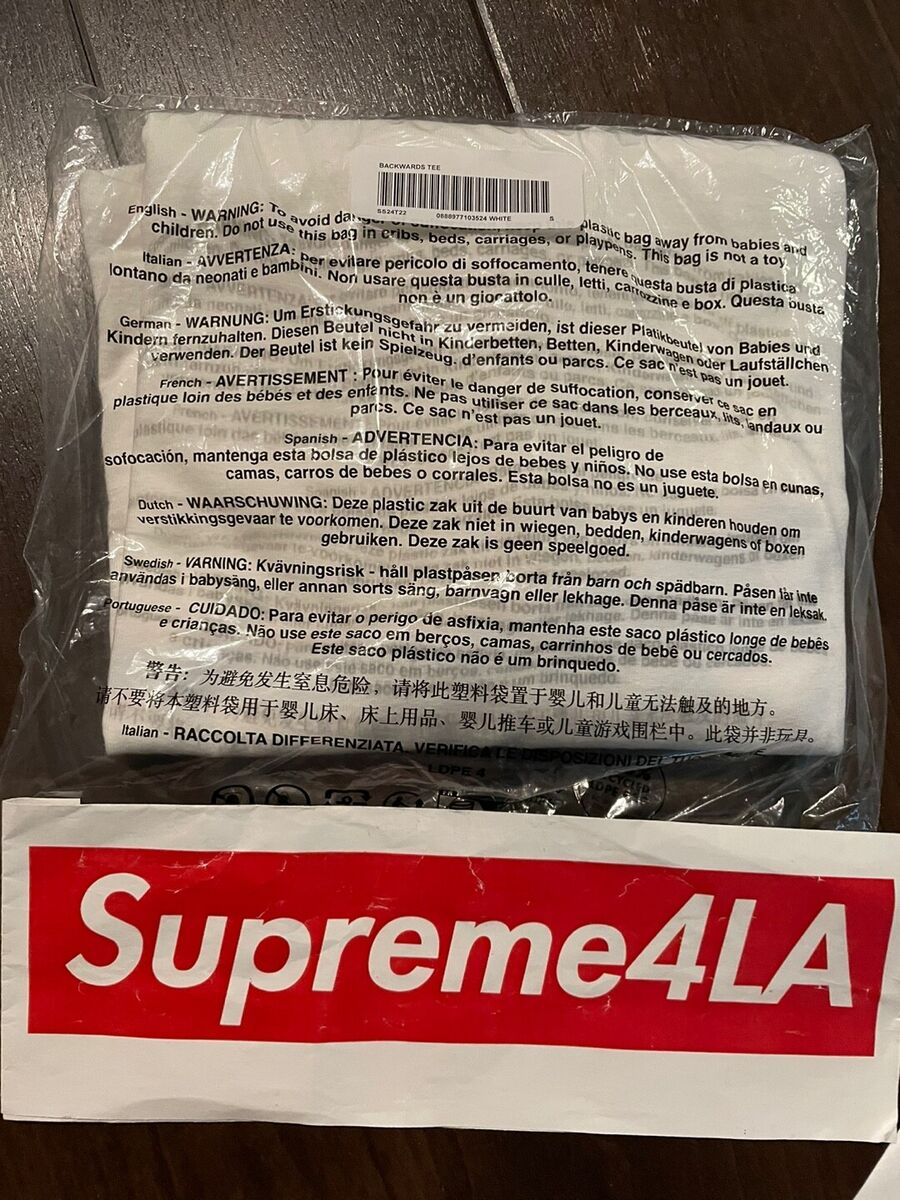 Supreme Backwards Tee White M, L, XL in Hand | eBay Supreme Backwards Tee White M, L, XL in Hand | eBay