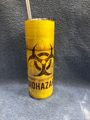 Biohazard Yellow Rusty Barrel 20oz Stainless Tumbler w/Plastic Straw