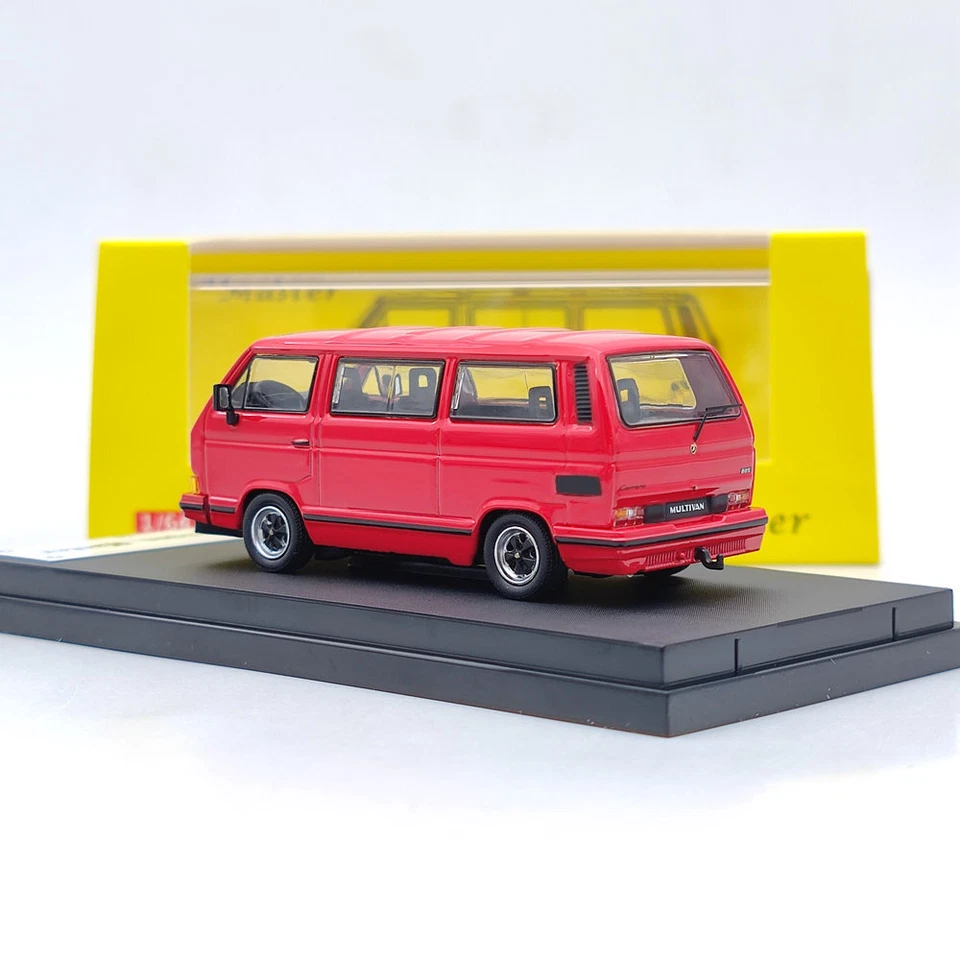 Master 1:64 Porsche B32 VW T3 Multivan 1985 Van modelo fundido carro de brinquedo presente vermelho - Imagem 3 de 4
