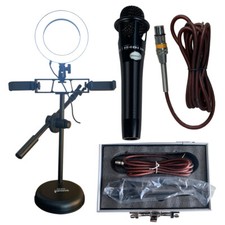 Studio Live Wired Microphone Mic Phone Holders Desktop Selfie Ring LED Lighting