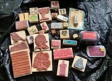 Lot of Crafting Stamps w/Ink Pads 29 Stamps