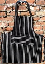 New Black Stripe Apron Unisex Made in USA Adjustable Neck