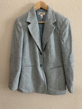Talbots Blue Tweed Wool Lined Jacket Size 10