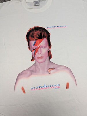 Vintage 90s David Bowie Aladdin Sane Official T-shirt XL White 