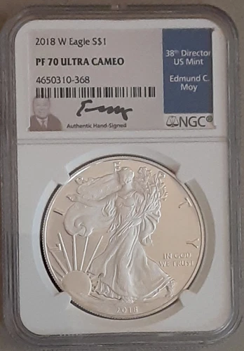 2018-W Silver Eagle NGC PF70 Ultra Cameo Proof - Ed Moy Signature Series