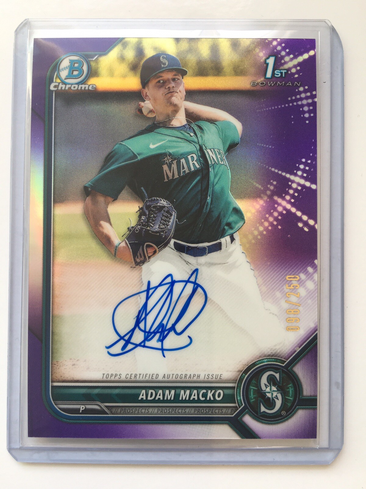 Adam Macko 2022 1st Bowman Chrome Purple Refractor Autograph /250 Signed
