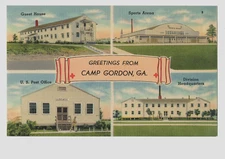 Greetings Camp Gordon Multi View Augusta Georgia 74087 UNP Linen Postcard