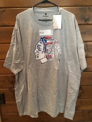 Chicago Blackhawks Logo Banner Wave Gray T Shirt 5XL NWT
