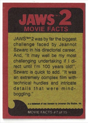 Tarjetas coleccionables de 2 películas Topps JAWS 1978 -- eliges completar tu conjunto - Imagen 85 de 97