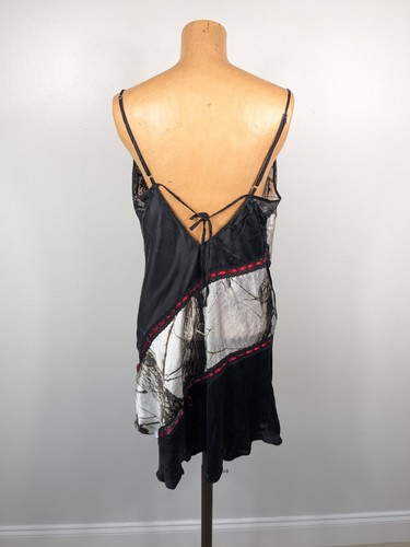 Slip grunge pizzo riflessi naturali 100% seta stravagante vero albero taglia grande - Foto 7 di 18