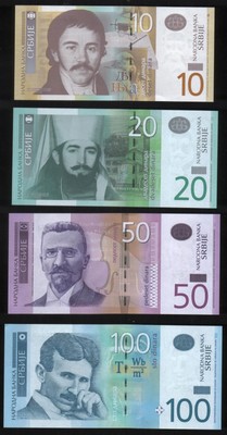10;20;50;100;200 Dinara SET Serbia 2010-2016 UNC