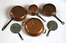CUIVRE ANCIEN, batterie de cuisine, casserole, poele, sauteuse, LOT de CUIVRES 