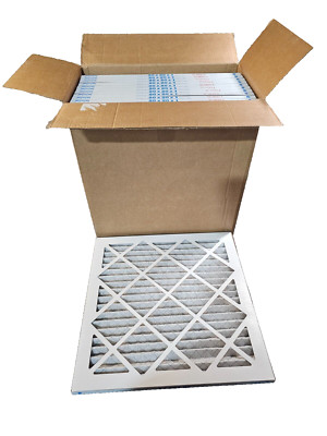 (QTY 12) PRO-SOURCE 20 x 20 x 1'' Pleated Air Filter: Wire-Backed Pleated, MERV 8