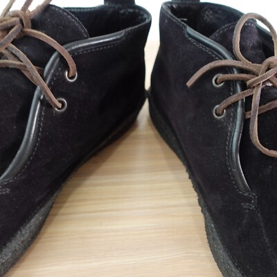 Z ZEGNA Boots Men 8 Leather Suede Black Chukka Ankle Lace Up  display picture 2