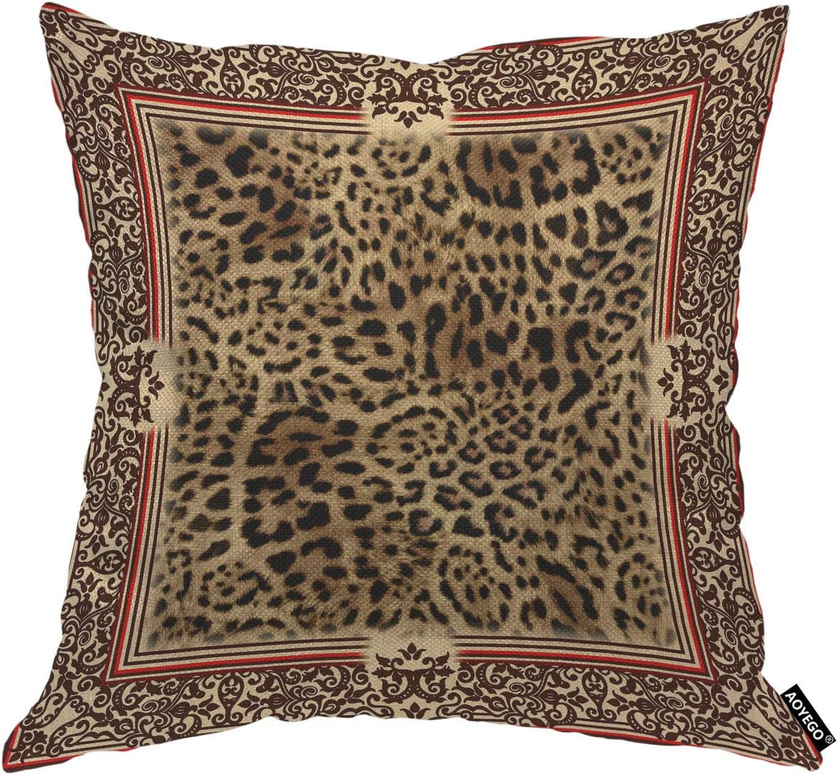 Exotic Leopard Skin Pattern Throw Pillow Cover with Spotted Animal Fur Surface