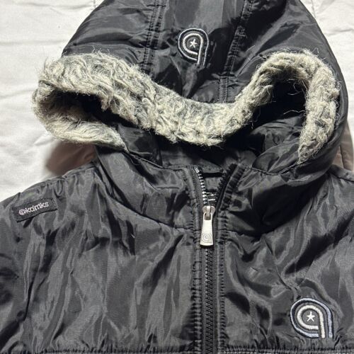 Akademiks Puffer Jacket Womens S Chest Black Down Hood Faux Fur Streewear - Picture 6 of 22