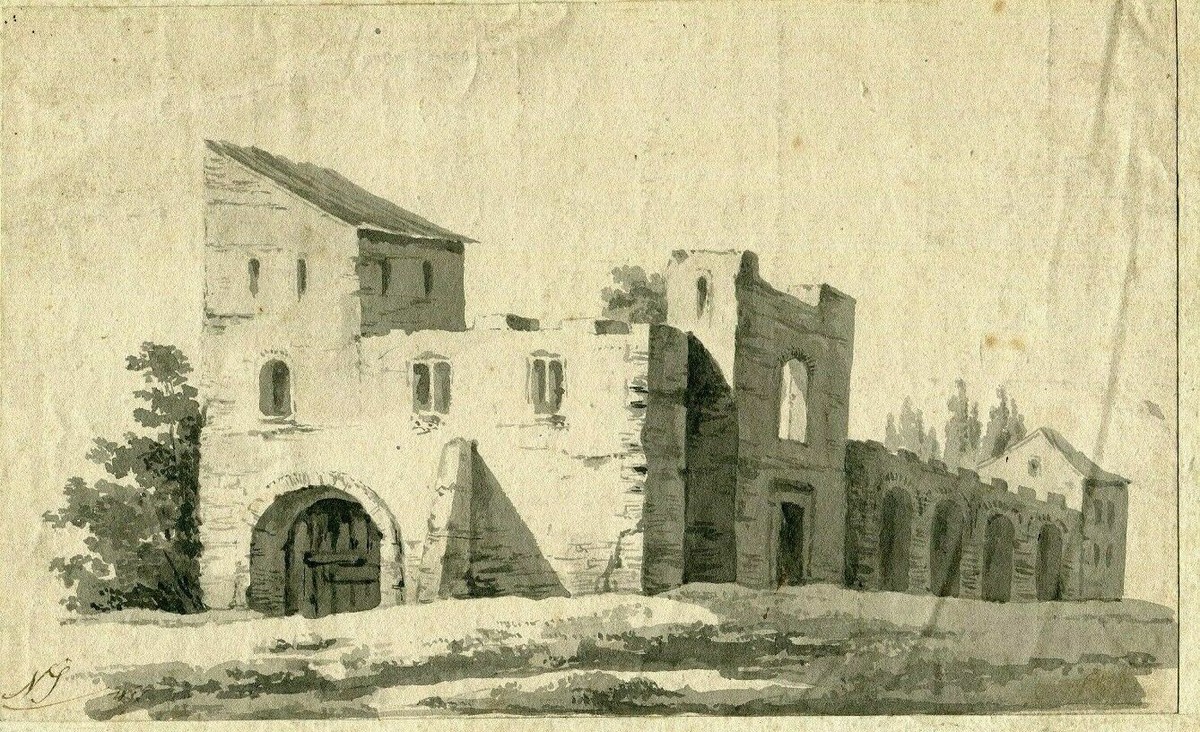 Dessiner l’Antique 19th century Ruined Building, Architecture Drawing Antique Ink