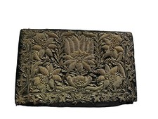 Vintage Zardozi Hand Embroidered Velvet Clutch, Made In India, 1960s