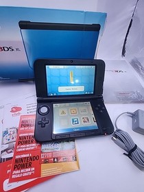 Nintendo 3DS XL Blue & Black 4GB Memory CIB w/ Manual + Charger Tested & Working