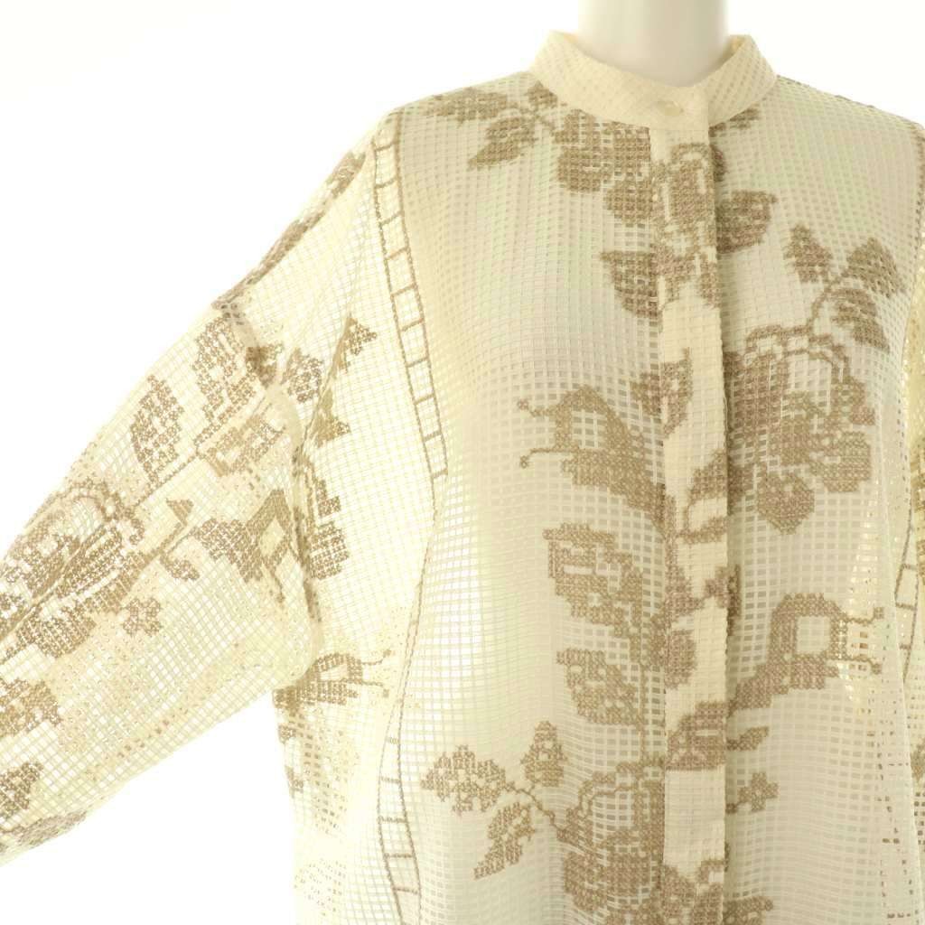 Ameri VINTAGE Cross Embroidered Shirt Open Front … - image 4